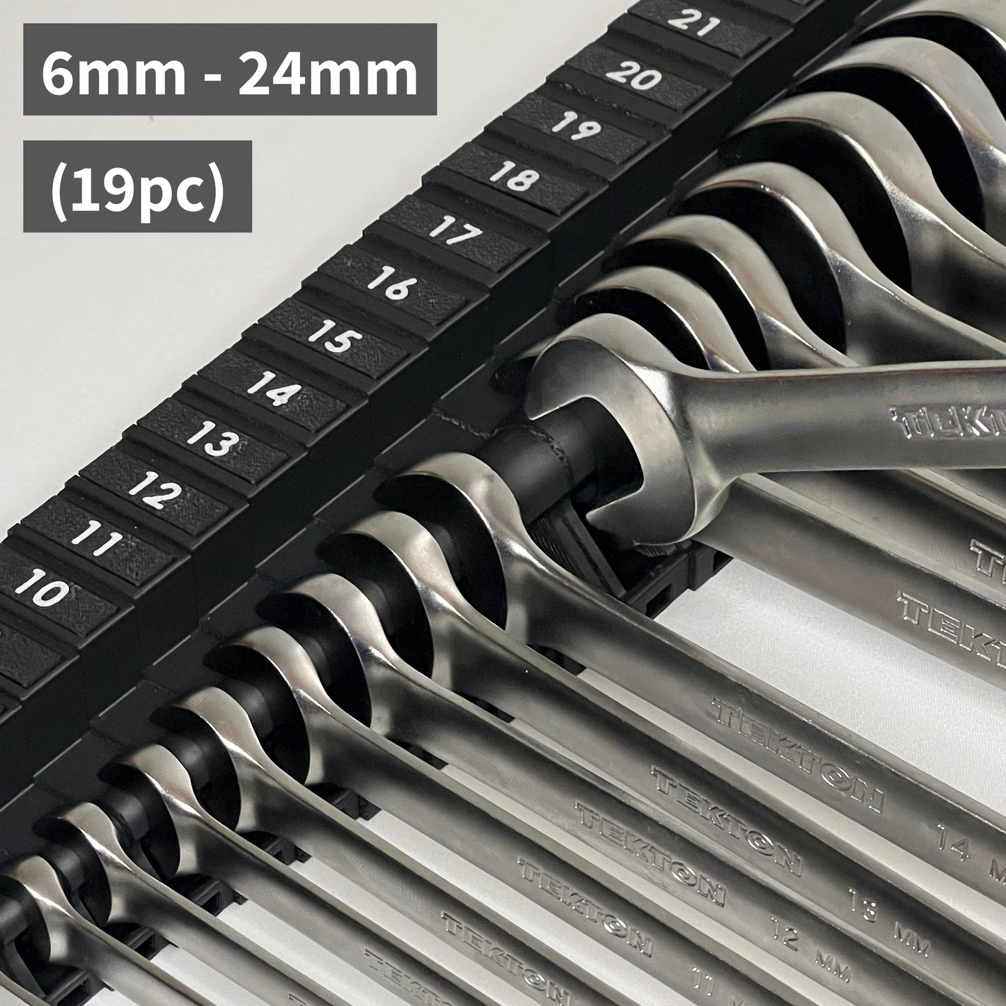 Metric 6mm - 24mm (19 piece) Space Efficient Modular Wrench Organizer (no skip sizes)