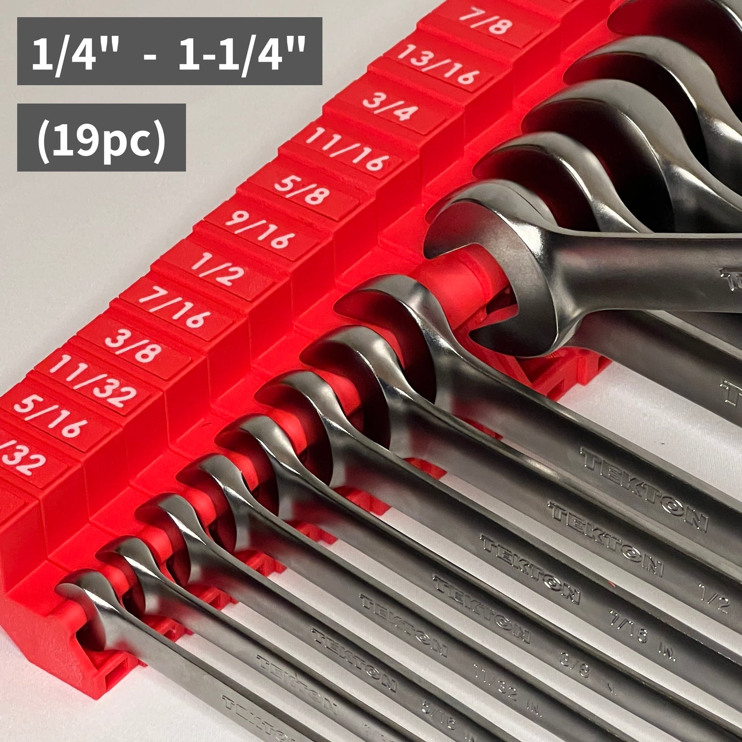Standard (SAE) 1/4" - 1-1/4" (19 piece) Space Efficient Modular Wrench Organizer (no skip sizes)