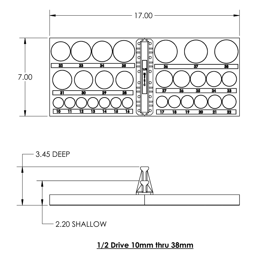 1/2 Inch Drive Metric Socket Trays