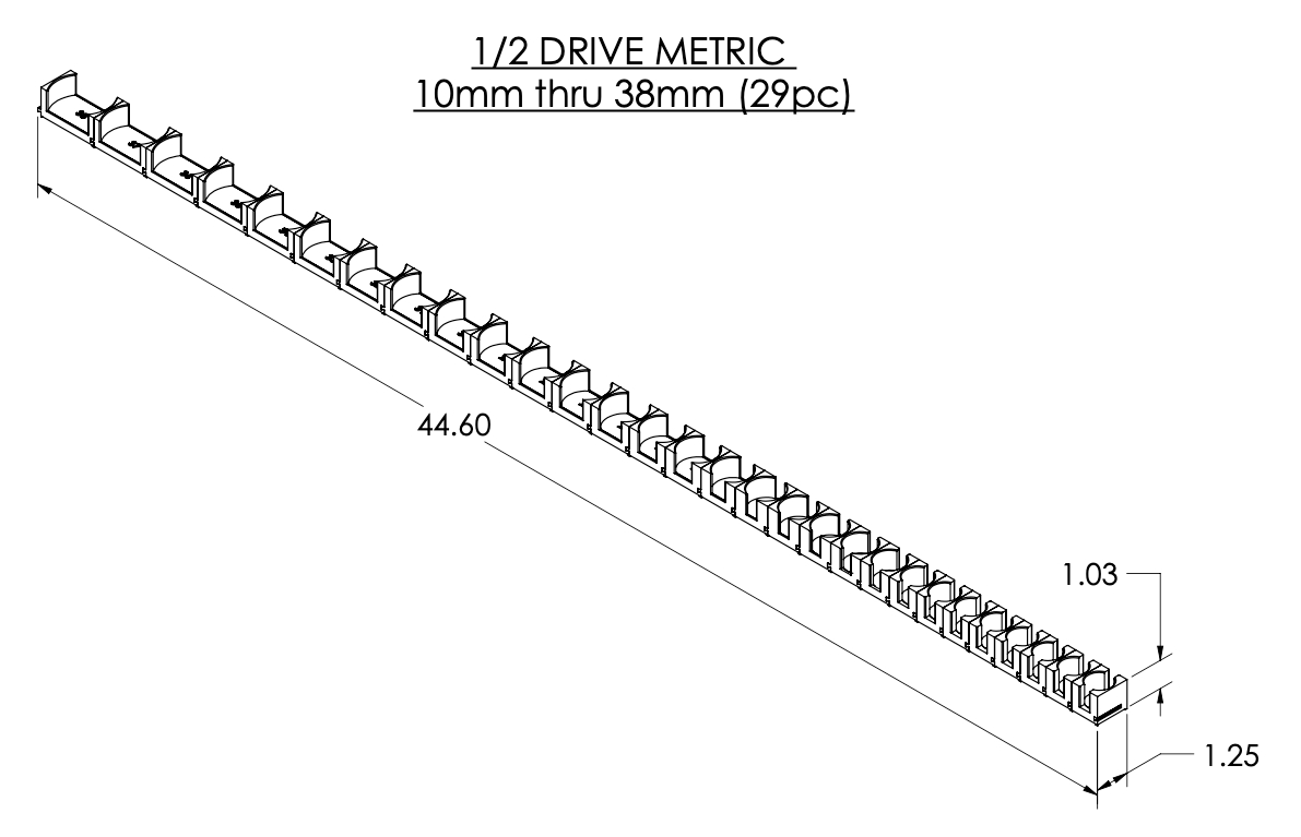 1/2 Inch Drive Metric Modular Socket Organizer
