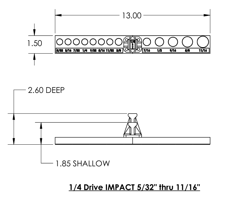 1/4 Inch Drive SAE IMPACT Socket Trays