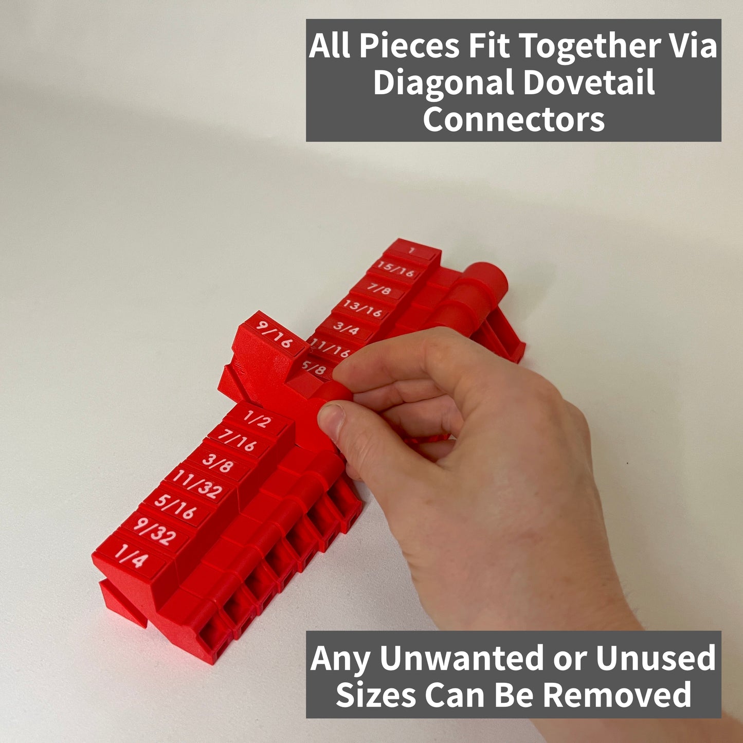 Standard (SAE) 1/4" - 1" (15 piece) Space Efficient Modular Wrench Organizer (no skip sizes)