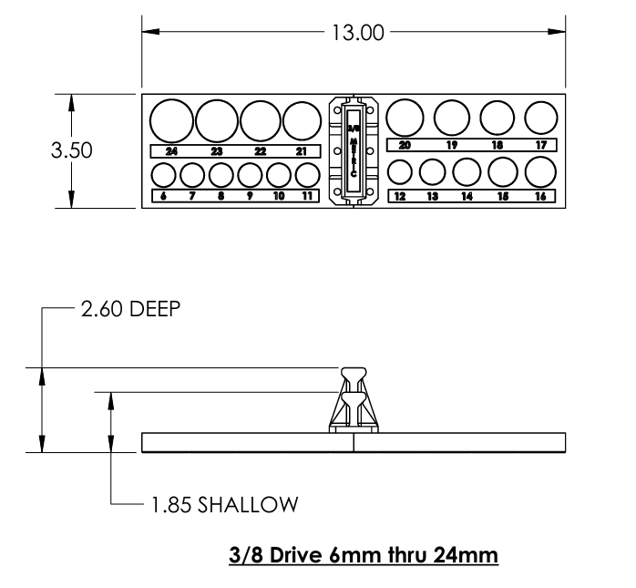 3/8 Inch Drive Metric Socket Trays