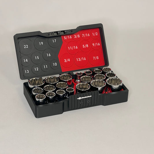 Compact 3/8 Inch Drive Socket Case for 20 Piece Socket Set (with or w/o sockets)