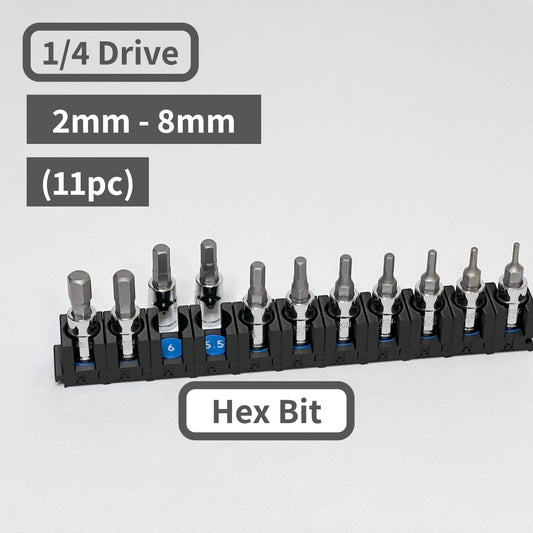 1/4 Inch Drive Metric Modular Hex Bit Socket Organizer 11pc (sockets not included)