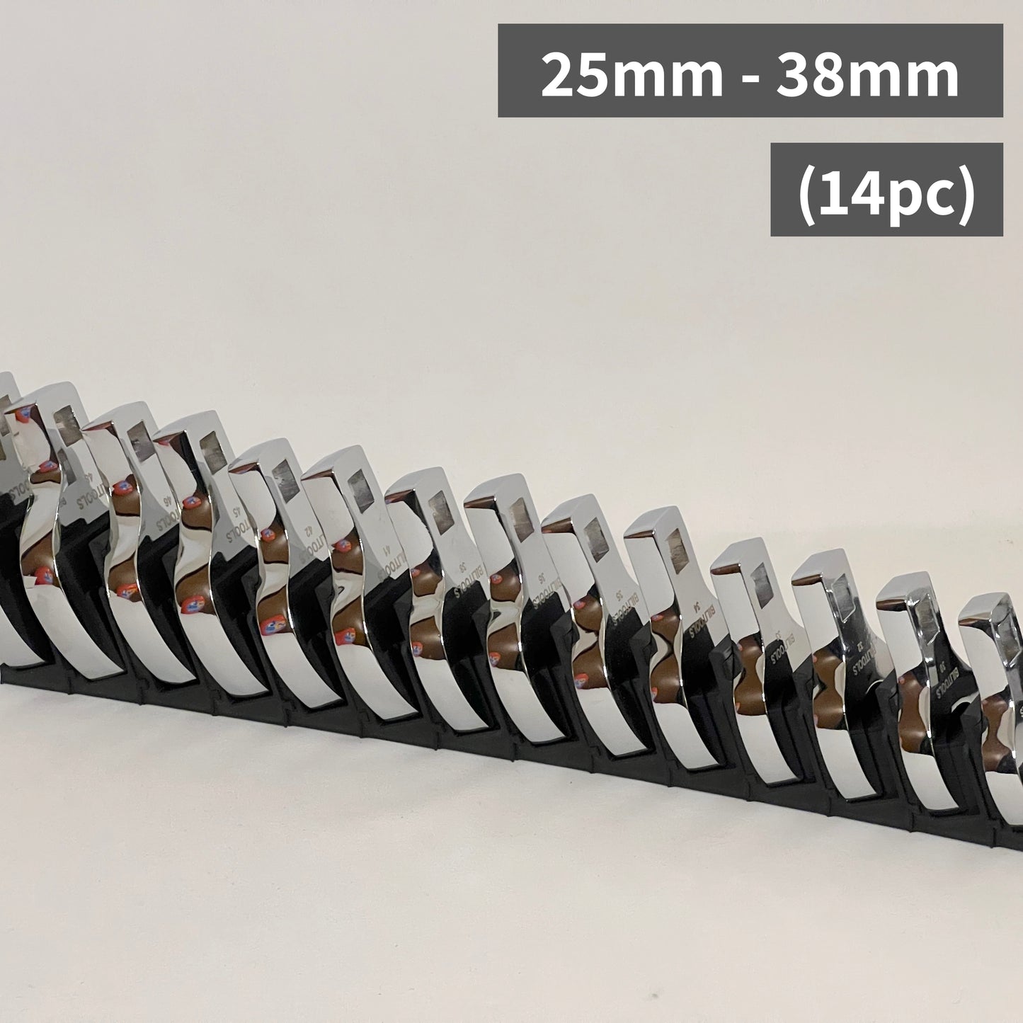 Metric 25mm - 38mm Modular Crowfoot Wrench Organizer (14pc No Skips)