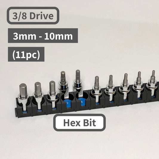 3/8 Inch Drive Metric Modular Hex Bit Socket Organizer 11pc (sockets not included)