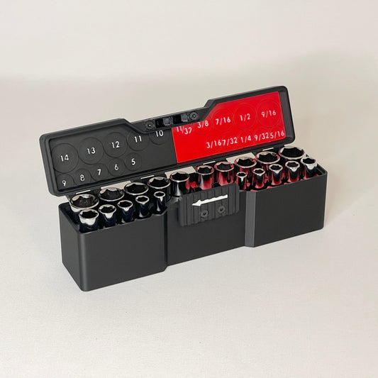 Compact Deep 1/4 Inch Drive Socket Case for 20 Piece Socket Set (with or w/o sockets)