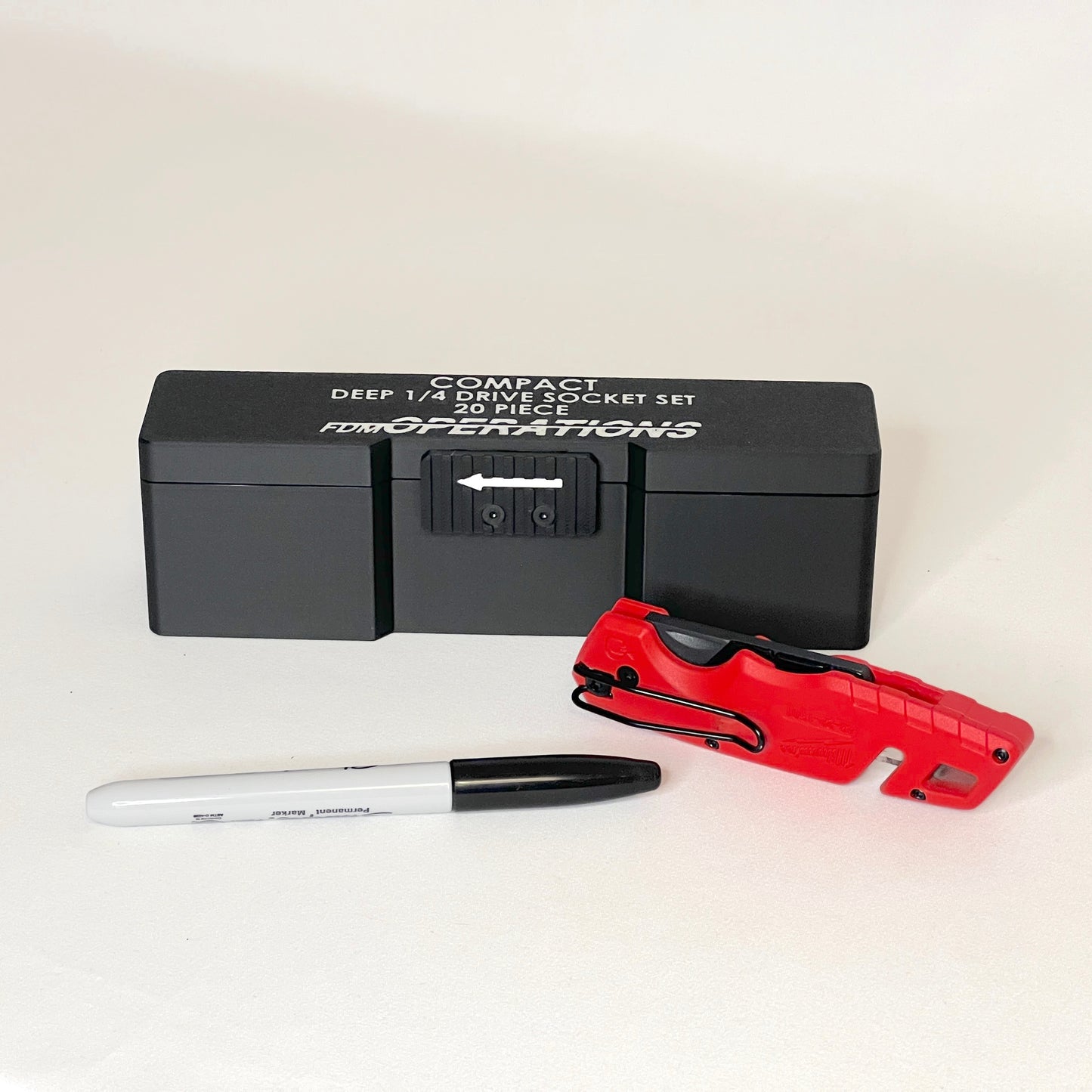 Compact Deep 1/4 Inch Drive Socket Case for 20 Piece Socket Set (with or w/o sockets)