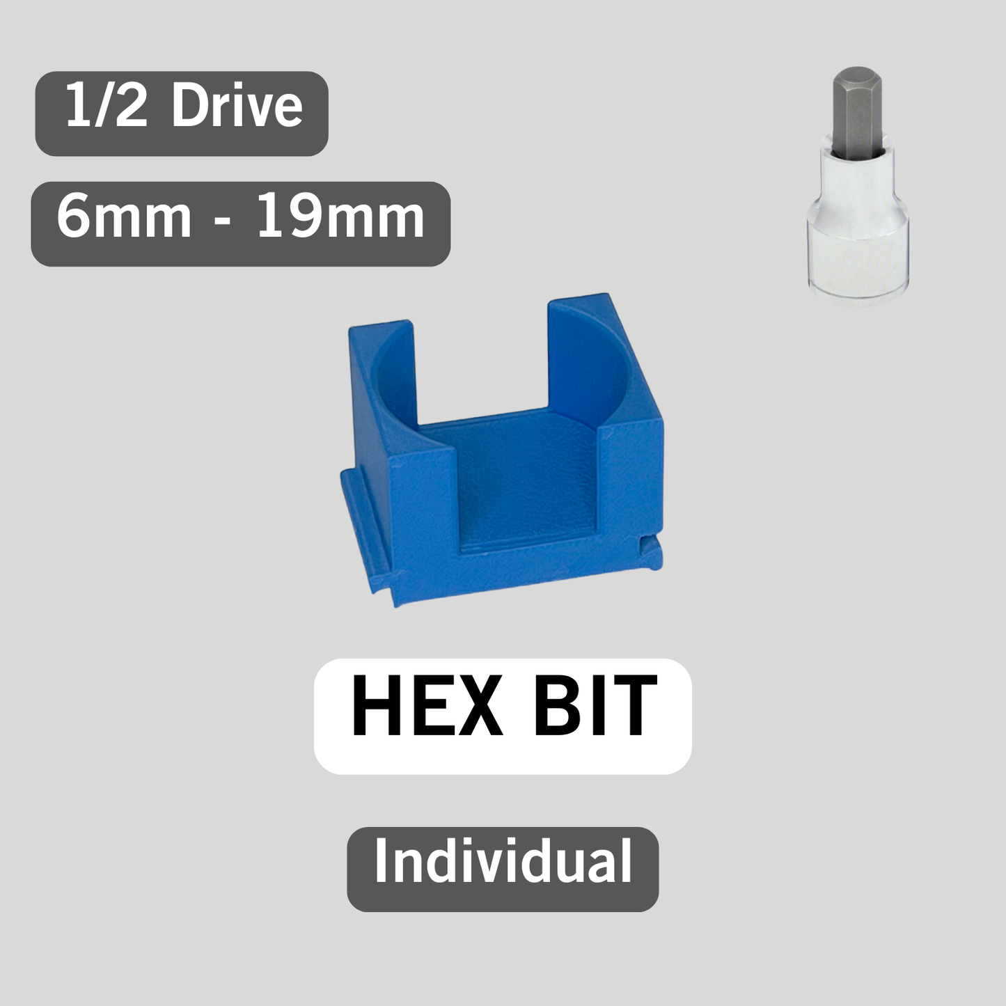 Individual 1/2 Drive HEX BIT Metric Modular Socket Organizers