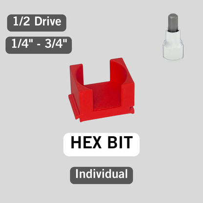 Individual 1/2 Drive HEX BIT SAE Modular Socket Organizers