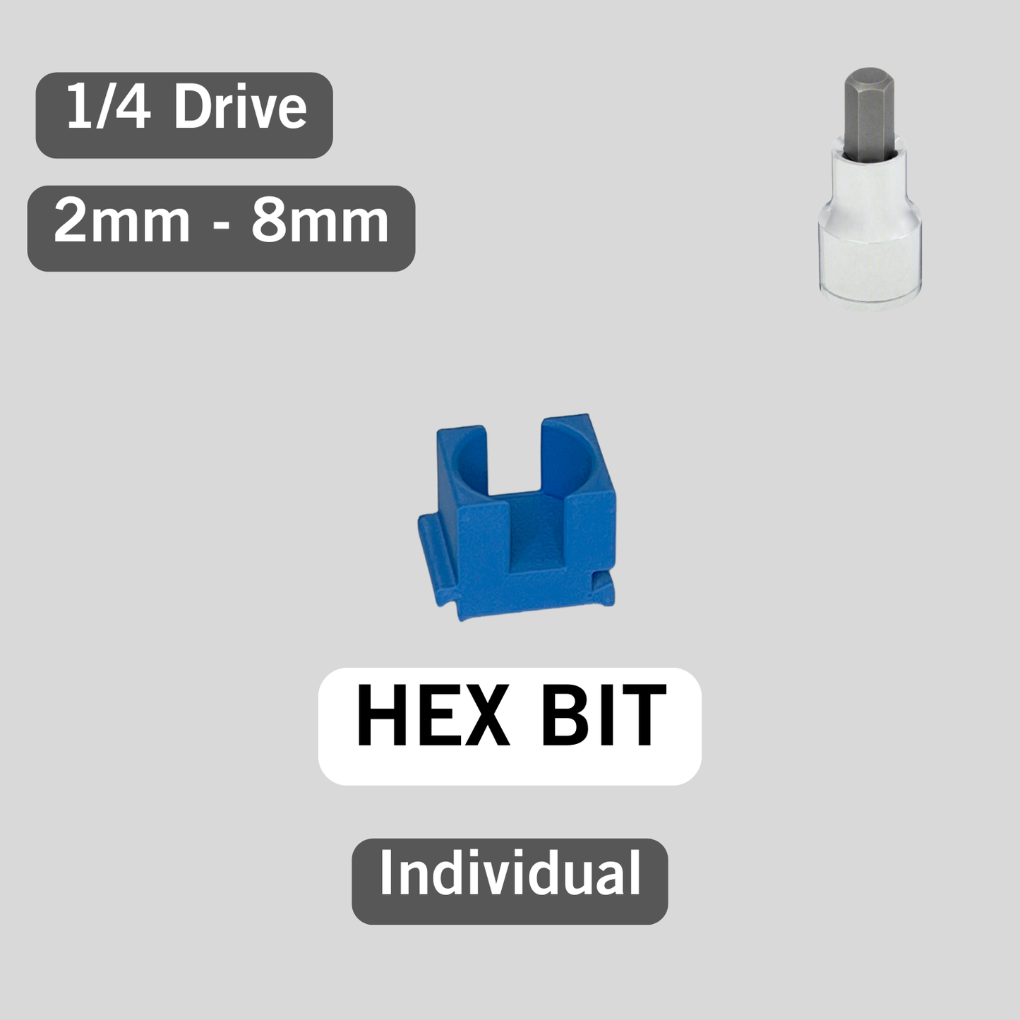 Individual 1/4 Drive HEX BIT Metric Modular Socket Organizers