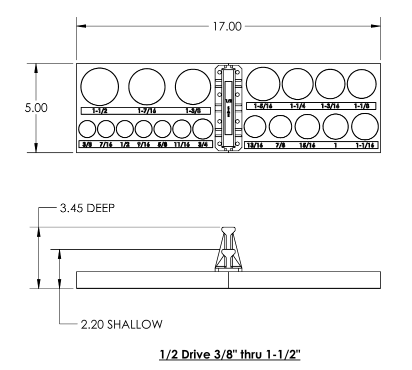 1/2 Inch Drive SAE Socket Trays