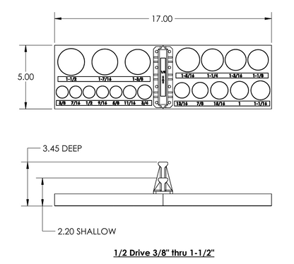 1/2 Inch Drive SAE Socket Trays