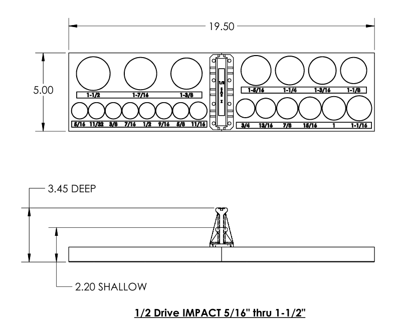 1/2 Inch Drive SAE IMPACT Socket Trays