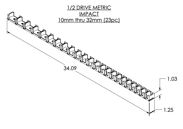 1/2 Inch Drive Metric Modular IMPACT Socket Organizer