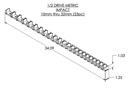 1/2 Inch Drive Metric Modular IMPACT Socket Organizer