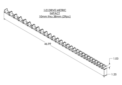 1/2 Inch Drive Metric Modular IMPACT Socket Organizer
