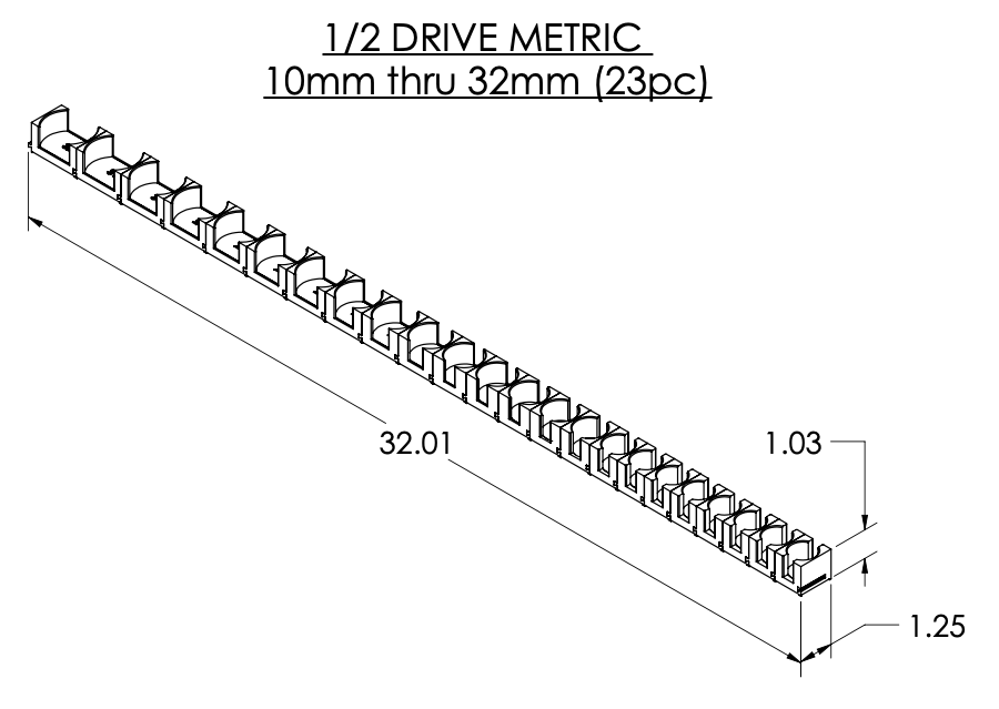 1/2 Inch Drive Metric Modular Socket Organizer