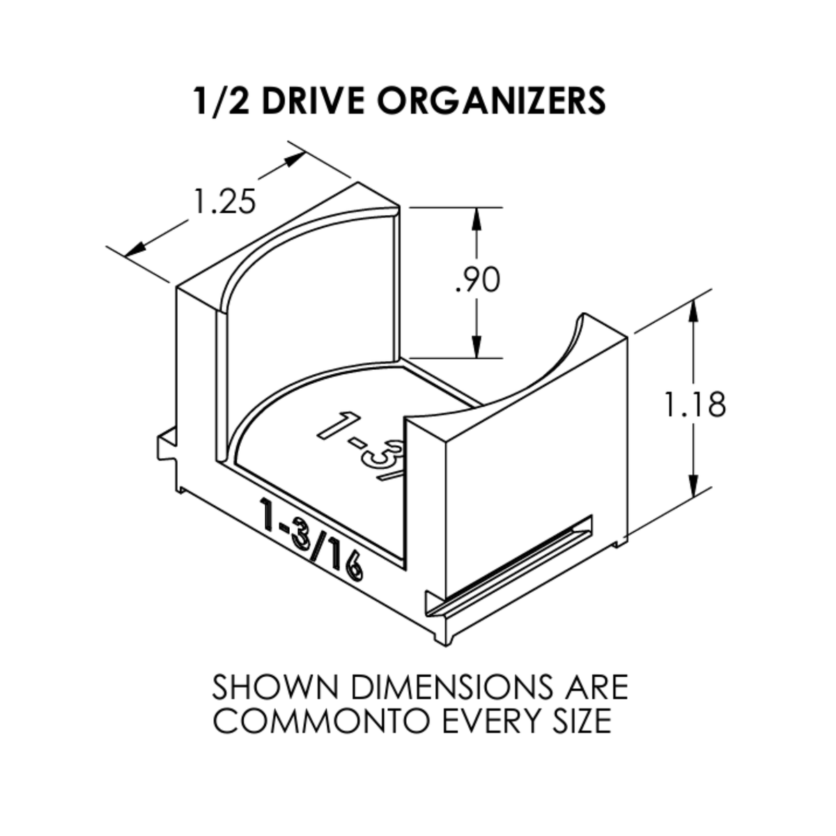 1/2" Modular Socket Organizer for Metric IMPACT Sockets