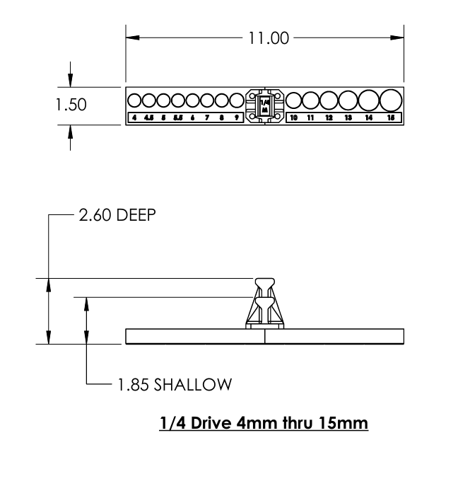 1/4 Inch Drive Metric Socket Trays