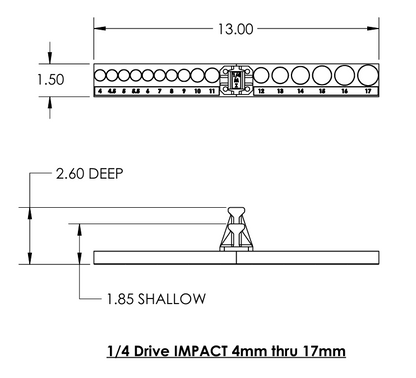 1/4 Inch Drive Metric IMPACT Socket Trays