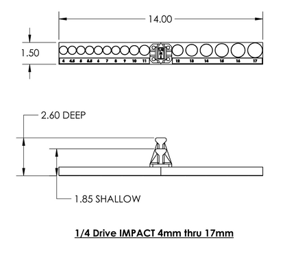1/4" Socket Tray for Metric IMPACT Sockets