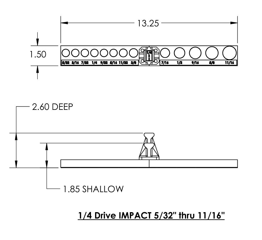 1/4" Socket Tray for SAE IMPACT Sockets