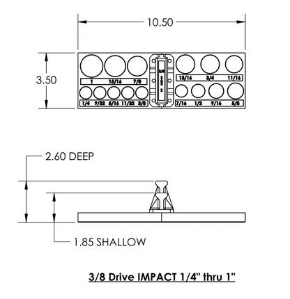 3/8 Inch Drive SAE IMPACT Socket Trays