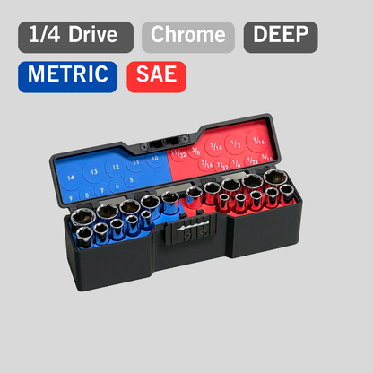 1/4" Compact Socket Case for DEEP SAE & Metric 20 Piece Set