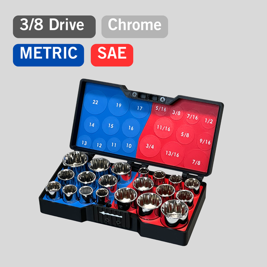 3/8" Compact Socket Case for SAE & Metric 20 Piece Set