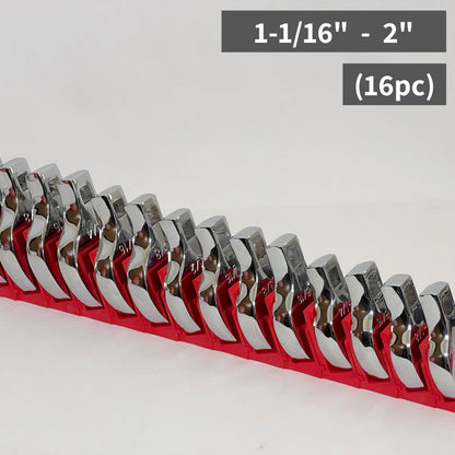 Standard (SAE) 1-1/16" - 2" Modular Crowfoot Wrench Organizer (16pc No Skips)