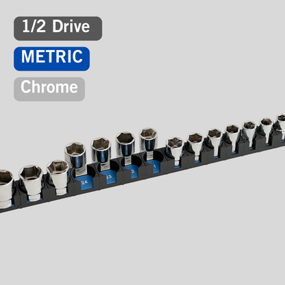 1/2" Modular Socket Organizer for Metric CHROME Sockets