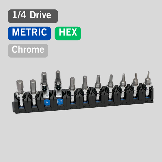 1/4 Inch Drive Metric Modular Hex Bit Socket Organizer 11pc