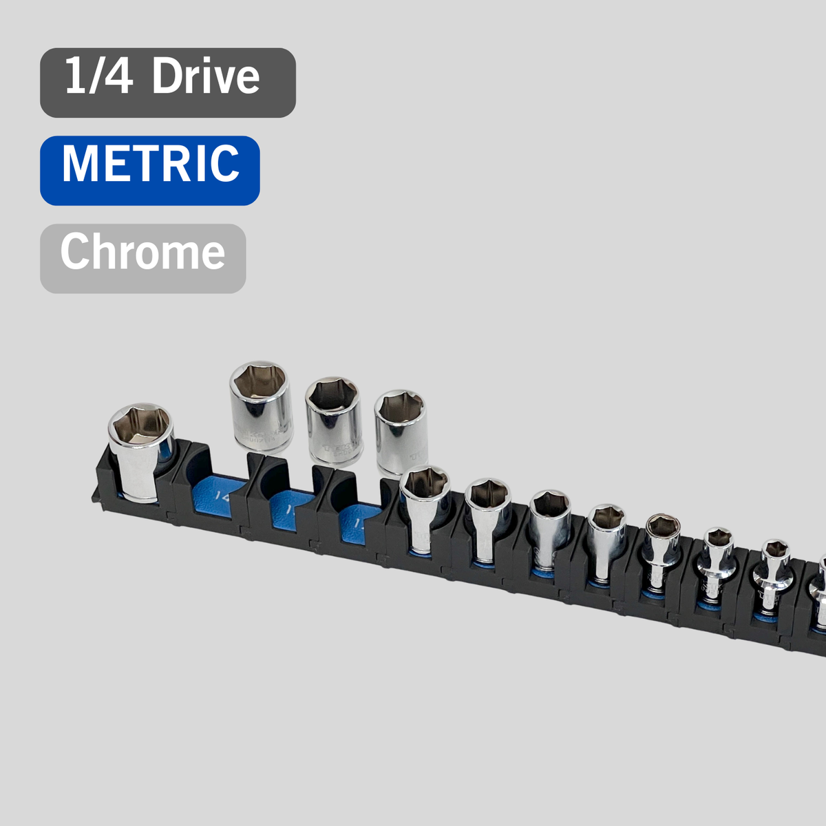 1/4" Modular Socket Organizer for Metric CHROME Sockets