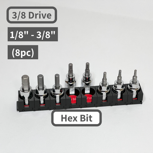 3/8 Inch Drive Standard (SAE) Modular Hex Bit Socket Organizer 8pc