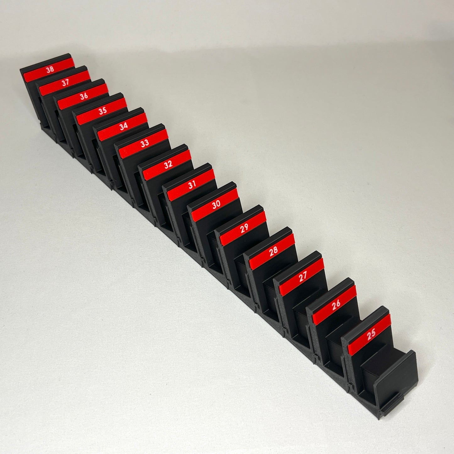 Metric 25mm - 38mm Modular Crowfoot Wrench Organizer (14pc No Skips)