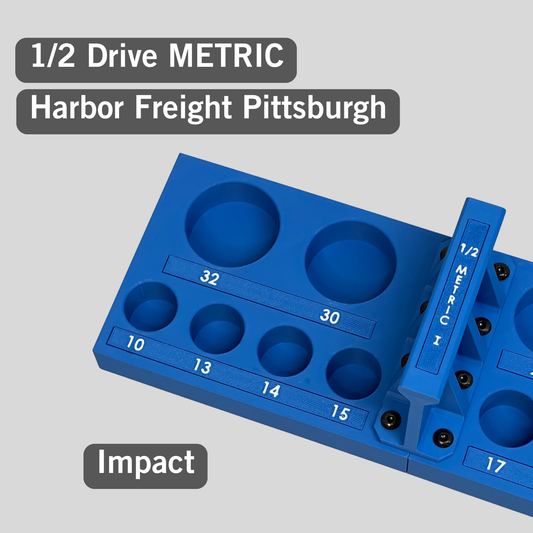 Metric 1/2 Inch Drive Deep Impact Socket Tray for Harbor Freight Pittsburgh 13 Piece