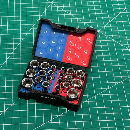 Compact 1/4 Inch Drive Socket Case for 20 Piece Socket Set (with or w/o sockets)
